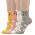 High quality 100% cotton women cute cartoon cat socks for wholesale